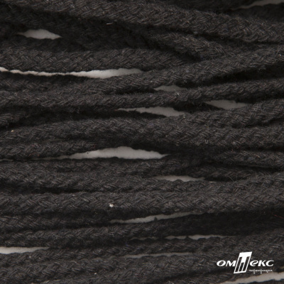 Шнур плетеный d-6 мм круглый, 70% хлопок 30% полиэстер, уп.90+/-1 м, цв.1078-черный - купить в Миассе. Цена: 588 руб.