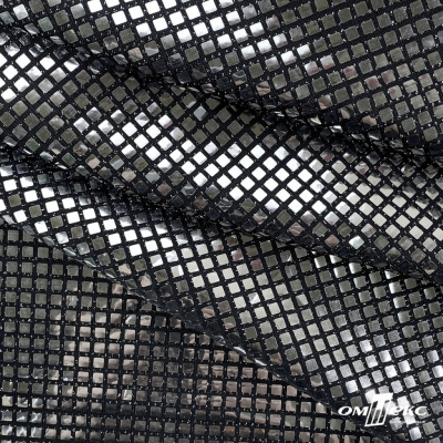 Трикотажное полотно голограмма, шир.140 см, #603 -черный/серебро - купить в Миассе. Цена 771.75 руб.