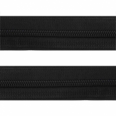 Рулонная молния с покрытием PVC спираль тип 3 (упак.270м) -черная с полосой СВО - купить в Миассе. Цена: 12.74 руб.