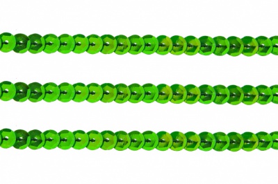 Пайетки "ОмТекс" на нитях, CREAM, 6 мм С / упак.73+/-1м, цв. 94 - зеленый - купить в Миассе. Цена: 297.48 руб.