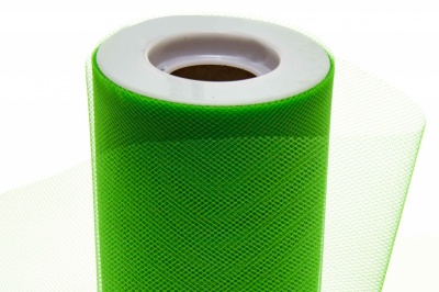 Фатин в шпульках 16-146, 10 гр/м2, шир. 15 см (в нам. 25+/-1 м), цвет зелёный - купить в Миассе. Цена: 100.69 руб.