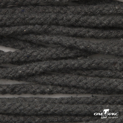 Шнур плетеный d-6 мм круглый, 70% хлопок 30% полиэстер, уп.90+/-1 м, цв.1088-т.серый - купить в Миассе. Цена: 588 руб.