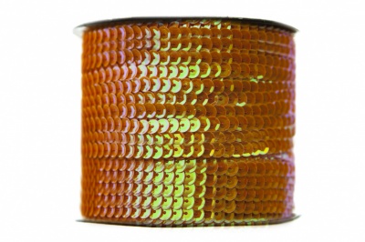 Пайетки "ОмТекс" на нитях, CREAM, 6 мм С / упак.73+/-1м, цв. 88 - оранжевый - купить в Миассе. Цена: 300.55 руб.