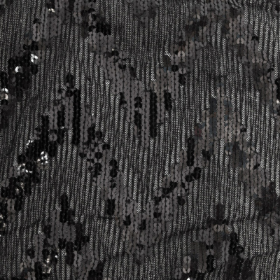 Трикотажное полотно с пайетками, шир.130 см, #311-бахрома чёрная - купить в Миассе. Цена 1 183.35 руб.