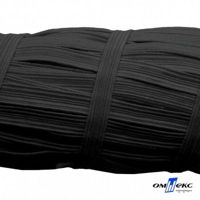 Резиновые нити с текстильным покрытием, шир. 6 мм (55 м/уп), цв.-черный - купить в Миассе. Цена: 210.75 руб.