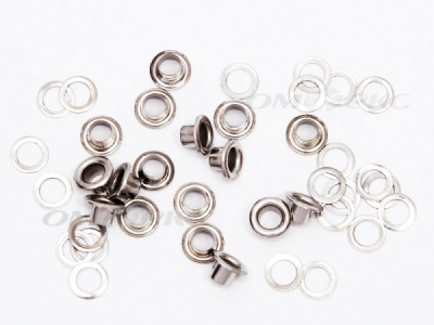 Люверсы металлические, блочка/кольцо, №3 (5 мм) упак.1000 шт- цв.никель - купить в Миассе. Цена: 215.60 руб.