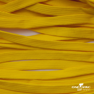 Шнур плетеный (плоский) d-12 мм, (уп.90+/-1м), 100% полиэстер, цв.269 - жёлтый - купить в Миассе. Цена: 8.62 руб.