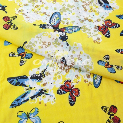 Плательная ткань "Софи" 7.2, 75 гр/м2, шир.150 см, принт бабочки - купить в Миассе. Цена 241.49 руб.