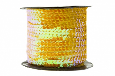 Пайетки "ОмТекс" на нитях, CREAM, 6 мм С / упак.73+/-1м, цв. 92 - золото - купить в Миассе. Цена: 484.77 руб.