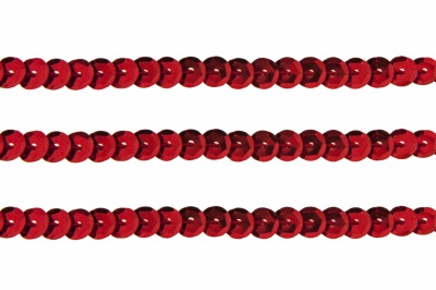 Пайетки "ОмТекс" на нитях, SILVER-BASE, 6 мм С / упак.73+/-1м, цв. 3 - красный - купить в Миассе. Цена: 468.37 руб.