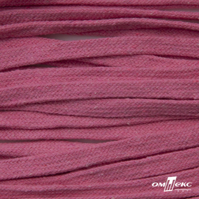 Шнур плетеный d-8 мм плоский, 70% хлопок 30% полиэстер, уп.85+/-1 м, цв.1029-розовый - купить в Миассе. Цена: 735 руб.