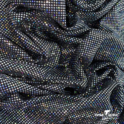 Трикотажное полотно голограмма, шир.140 см, #601-хамелеон чёрный - купить в Миассе. Цена 452.76 руб.