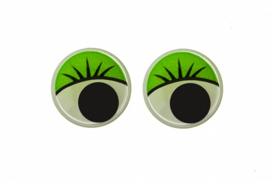 Глазки для игрушек, круглые, с бегающими зрачками, 15 мм/упак.50+/-2 шт, цв. -зеленый - купить в Миассе. Цена: 113.01 руб.