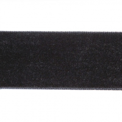 Лента бархатная нейлон, шир.25 мм, (упак. 45,7м), цв.03-черный - купить в Миассе. Цена: 800.84 руб.