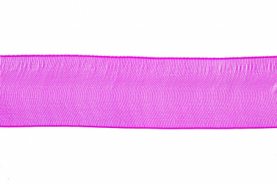 Лента органза 1015, шир. 10 мм/уп. 22,8+/-0,5 м, цвет ярк.розовый - купить в Миассе. Цена: 38.39 руб.