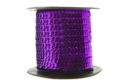 Пайетки "ОмТекс" на нитях, SILVER-BASE, 6 мм С / упак.73+/-1м, цв. 12 - фиолет - купить в Миассе. Цена: 300.55 руб.