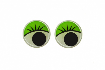 Глазки для игрушек, круглые, с бегающими зрачками, 12 мм/упак.50+/-2 шт, цв. -зеленый - купить в Миассе. Цена: 95.04 руб.