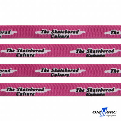 Тесьма отделочная (киперная) 10 мм, 100% хлопок,"THE SKATEBOARD CULIURE"(45 м) цв.121-26 -яр.розовый - купить в Миассе. Цена: 850.62 руб.