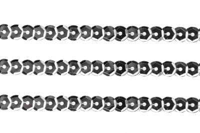 Пайетки "ОмТекс" на нитях, SILVER-BASE, 6 мм С / упак.73+/-1м, цв. 1 - серебро - купить в Миассе. Цена: 468.37 руб.