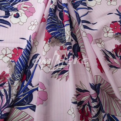 Плательная ткань "Фламенко" 18.1, 80 гр/м2, шир.150 см, принт растительный - купить в Миассе. Цена 239.03 руб.