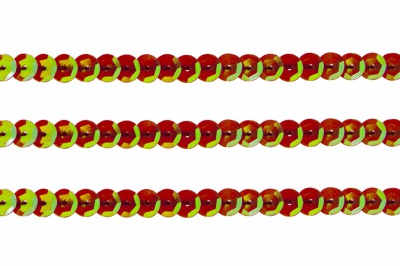 Пайетки "ОмТекс" на нитях, CREAM, 6 мм С / упак.73+/-1м, цв. 96 - красный - купить в Миассе. Цена: 484.77 руб.