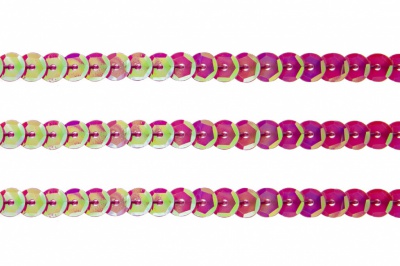 Пайетки "ОмТекс" на нитях, CREAM, 6 мм С / упак.73+/-1м, цв. 89 - розовый - купить в Миассе. Цена: 468.37 руб.