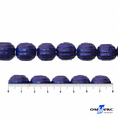 0309-Бусины деревянные "ОмТекс", 16 мм, упак.50+/-3шт, цв.006-синий - купить в Миассе. Цена: 62.22 руб.